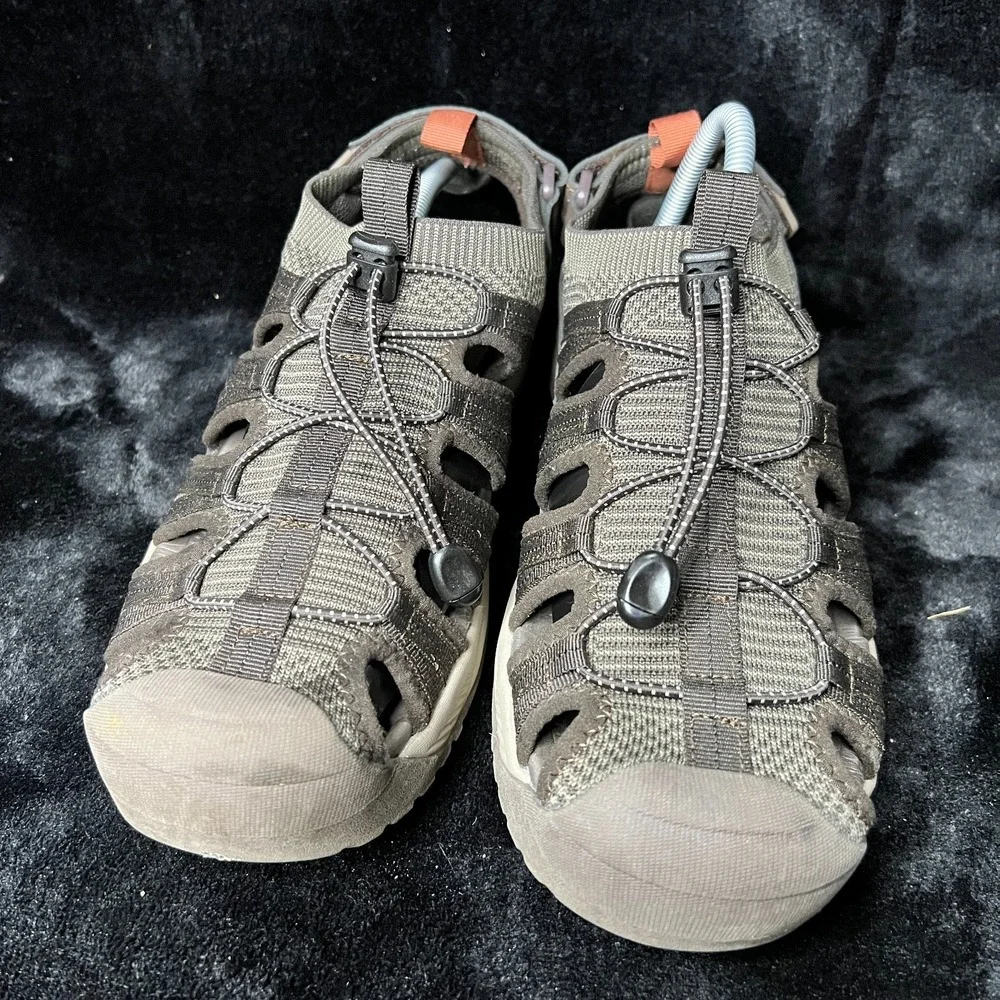 Eddie Bauer Lightweight & Bungee Laced Cedar Men 10 Fisherman Brown Water Sandal